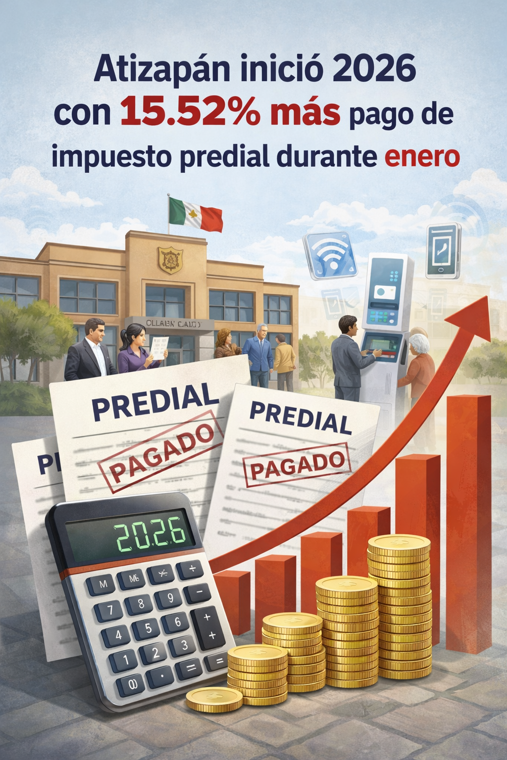 Atizapán arranca 2026 con alza de 15.52% en recaudación del predial en Enero