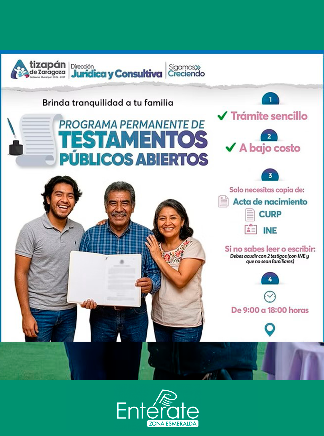 Atizapán de Zaragoza facilita testamentos públicos para proteger el patrimonio familiar