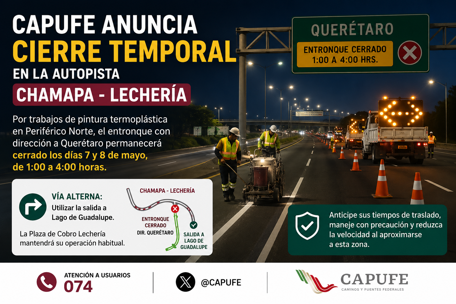 Anuncio importante para Usuarios de autopista Champa – Lechería